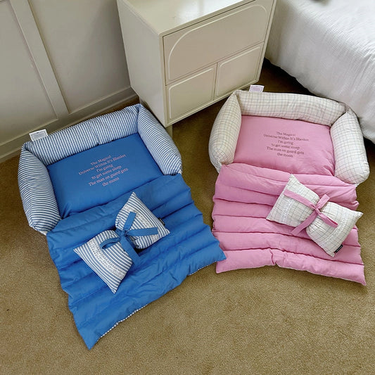 Cotton Pet Bed with Bow