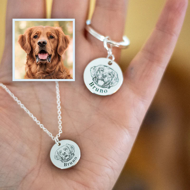 Pet Face Necklace with Shallow Engraving