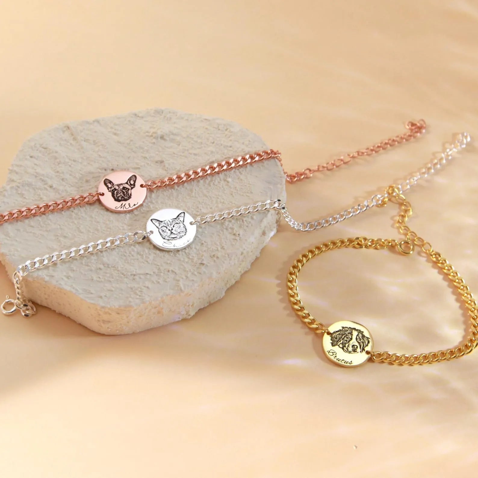 Custom Pet Photo Bracelet - Personalized Real Picture Engraved Charm