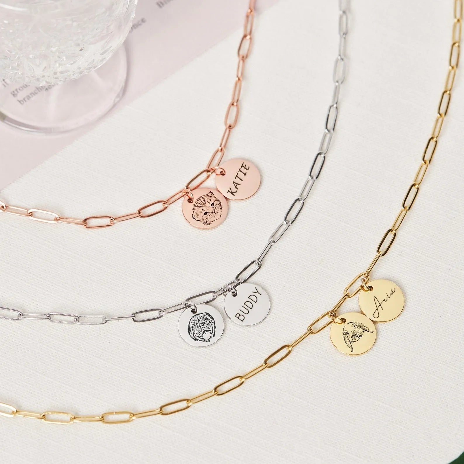 Personalized Custom Pet Tag Necklace - Stainless Steel Laser Engraved Pendant