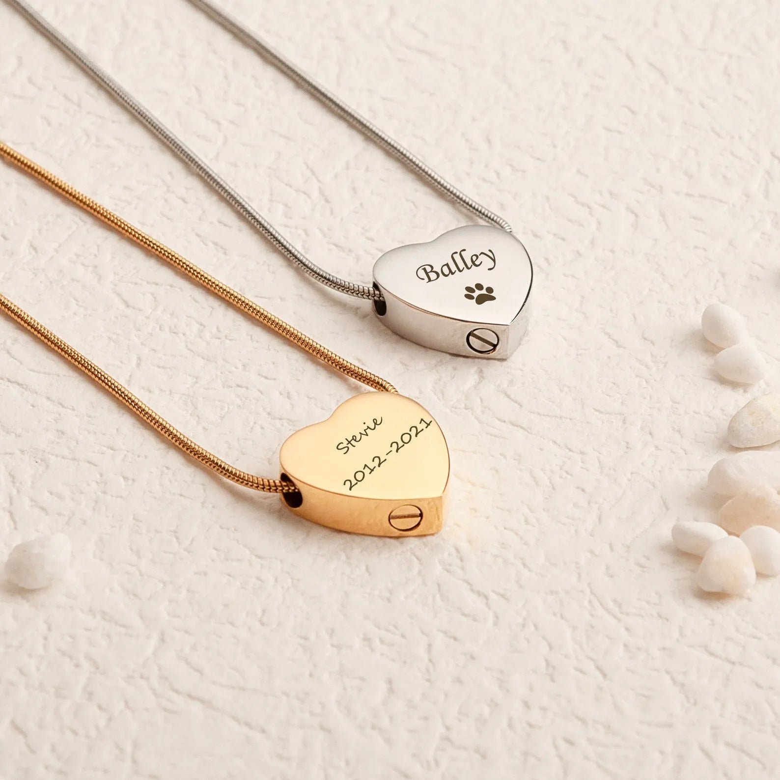 Custom Memorial Pet Ashes Heart Necklace