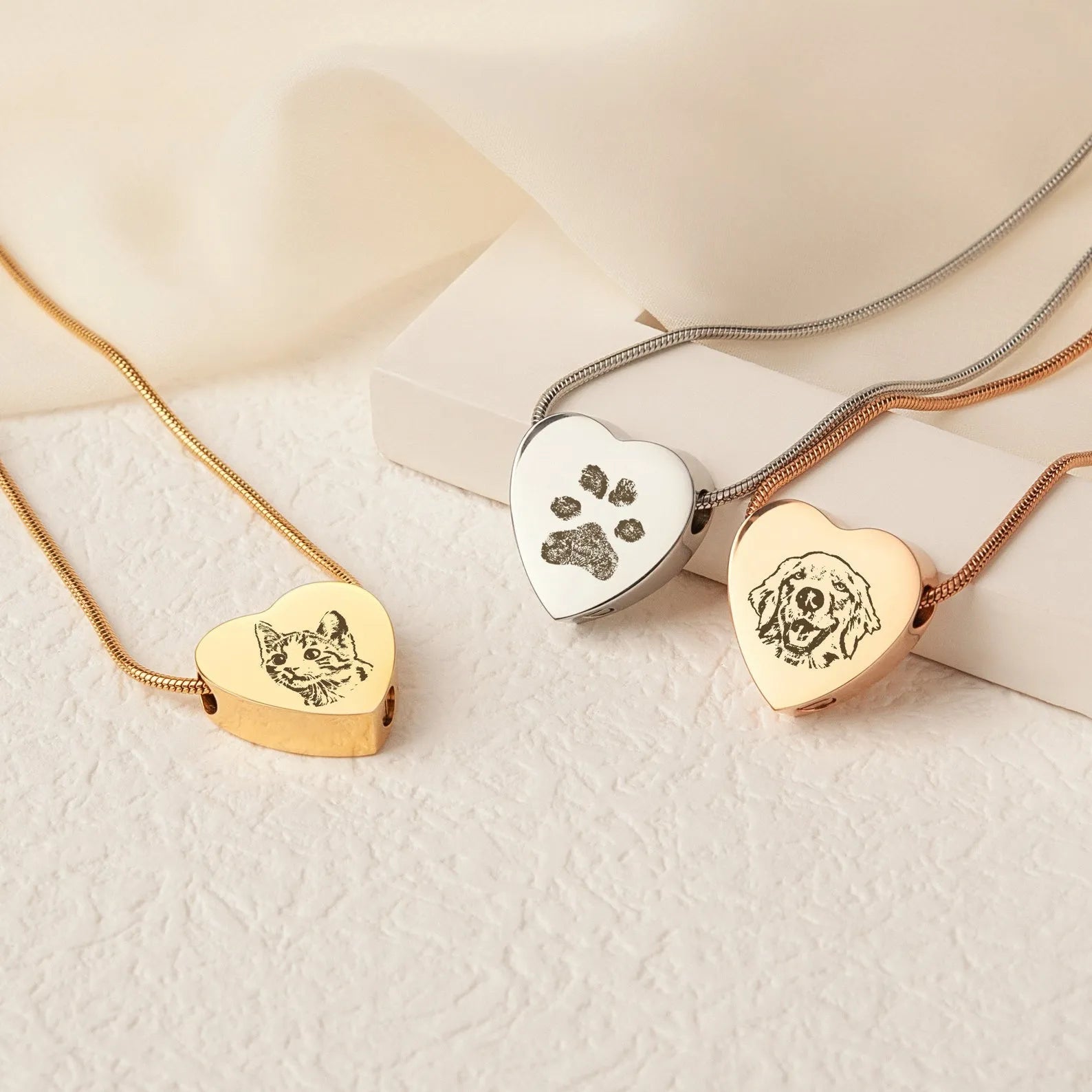 Custom Memorial Pet Ashes Heart Necklace