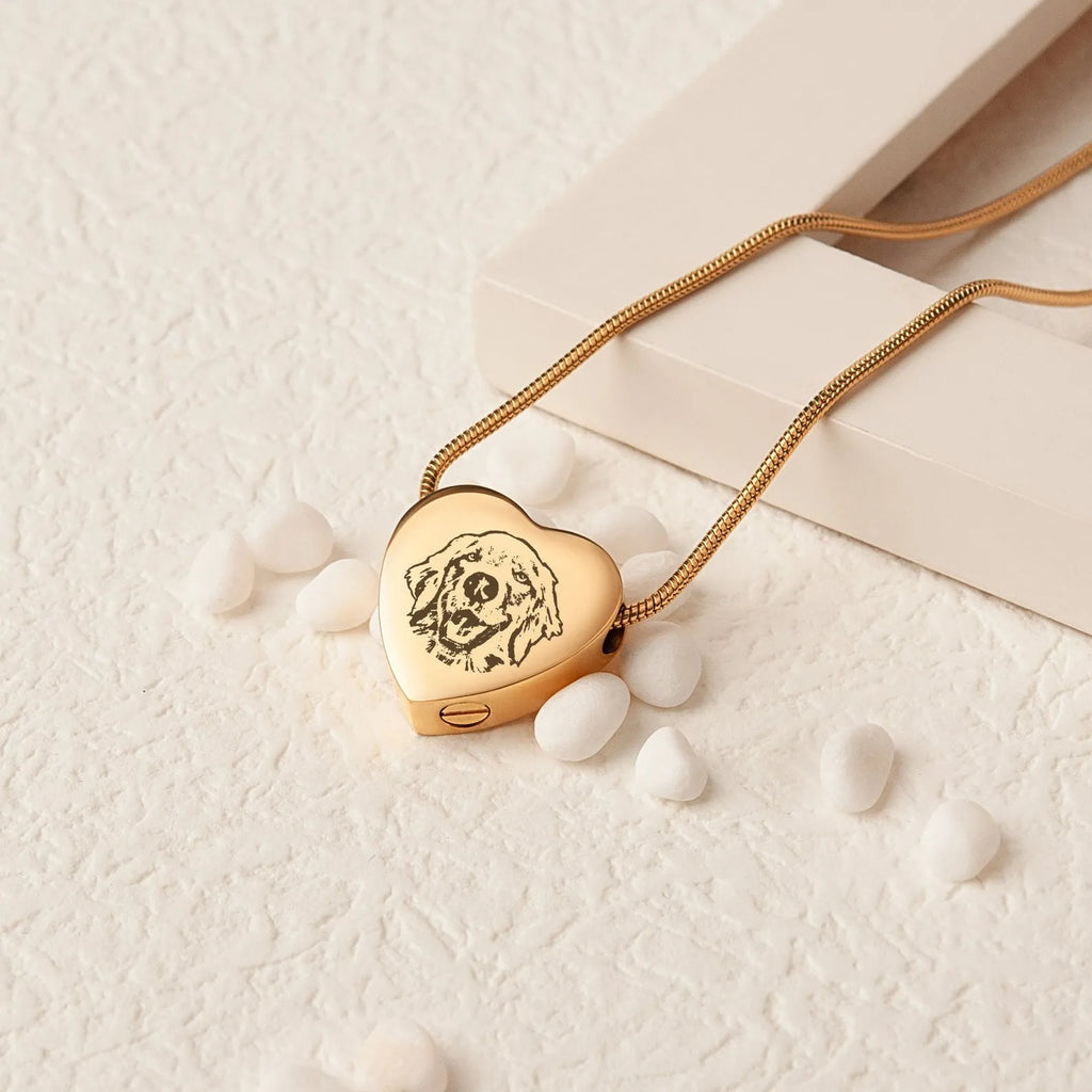 Custom Memorial Pet Ashes Heart Necklace