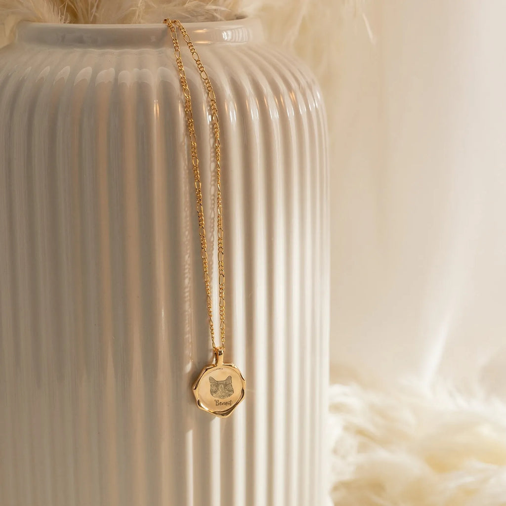 French-Inspired Hexagonal Pet Necklace - Custom Engraved Geometric Pendant