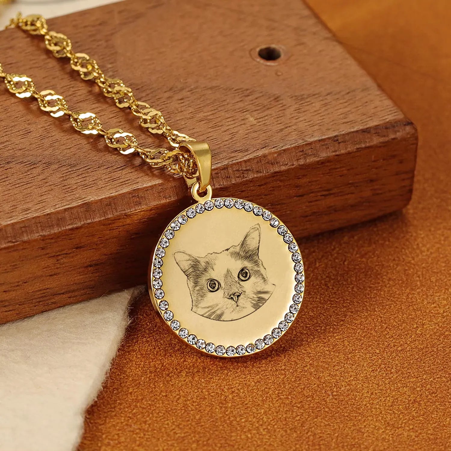 Personalized Engraved Disc Necklace - Stainless Steel Custom Pet Photo Pendant