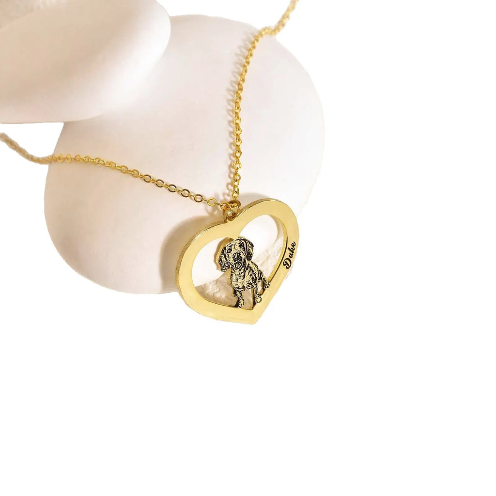 Personalized Pet Portrait Necklace - Custom Engraved Photo Memorial Gift