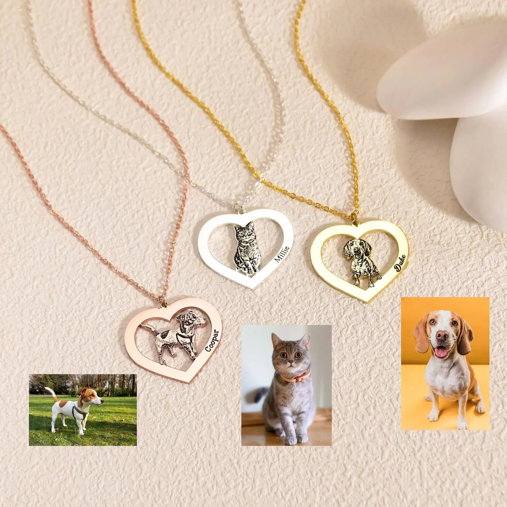 Personalized Pet Portrait Necklace - Custom Engraved Photo Memorial Gift
