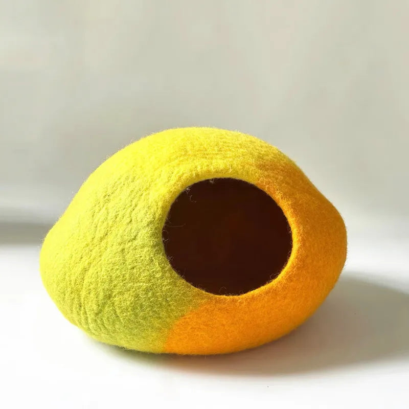 Handcrafted Wool Felt Cat Cave Bed