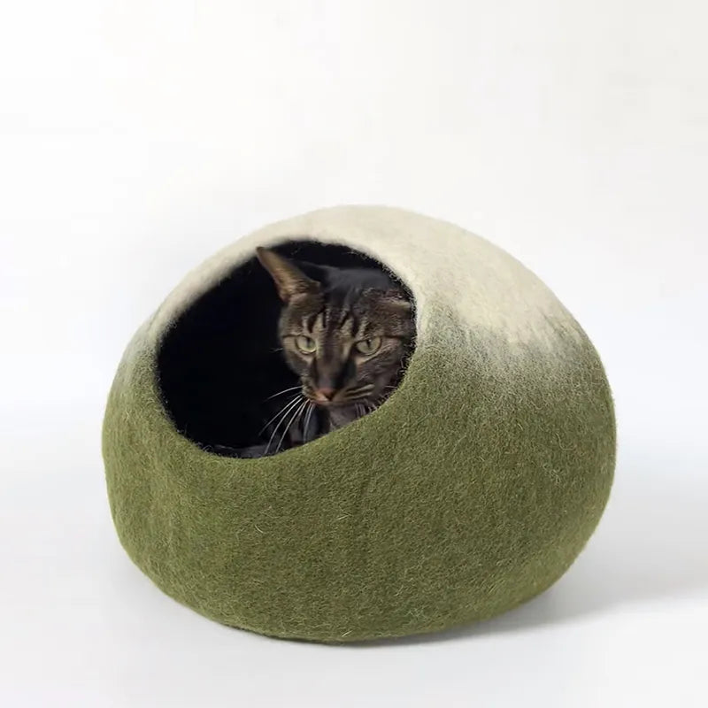 Handcrafted Wool Felt Cat Cave Bed