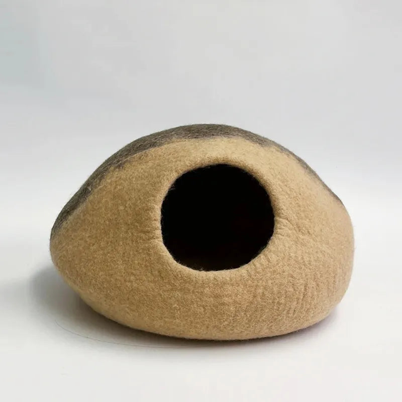 Handcrafted Wool Felt Cat Cave Bed