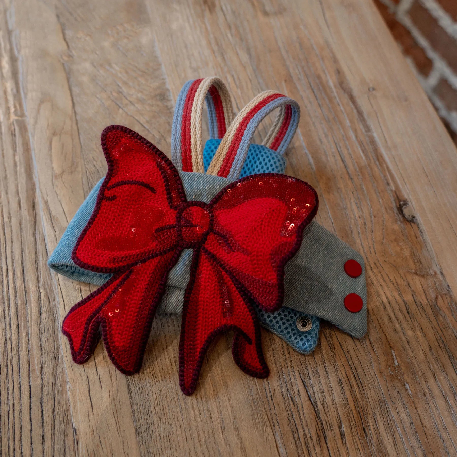 Cute Bow Denim Cat Harness with Leash