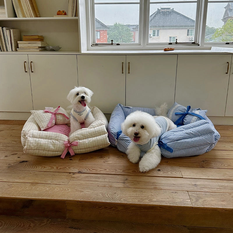 Cotton Pet Bed with Bow