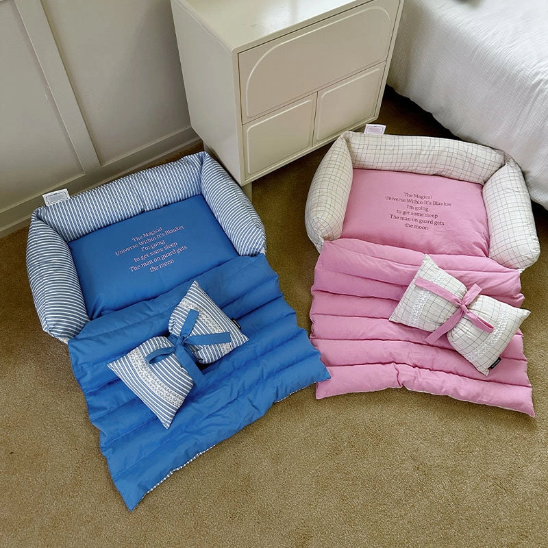 Cotton Pet Bed with Bow