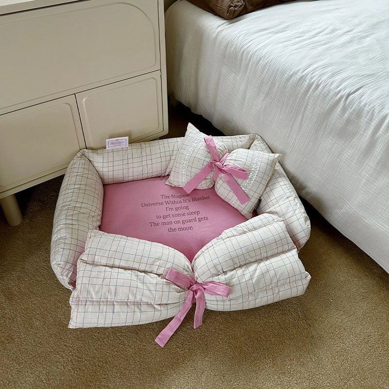 Cotton Pet Bed with Bow