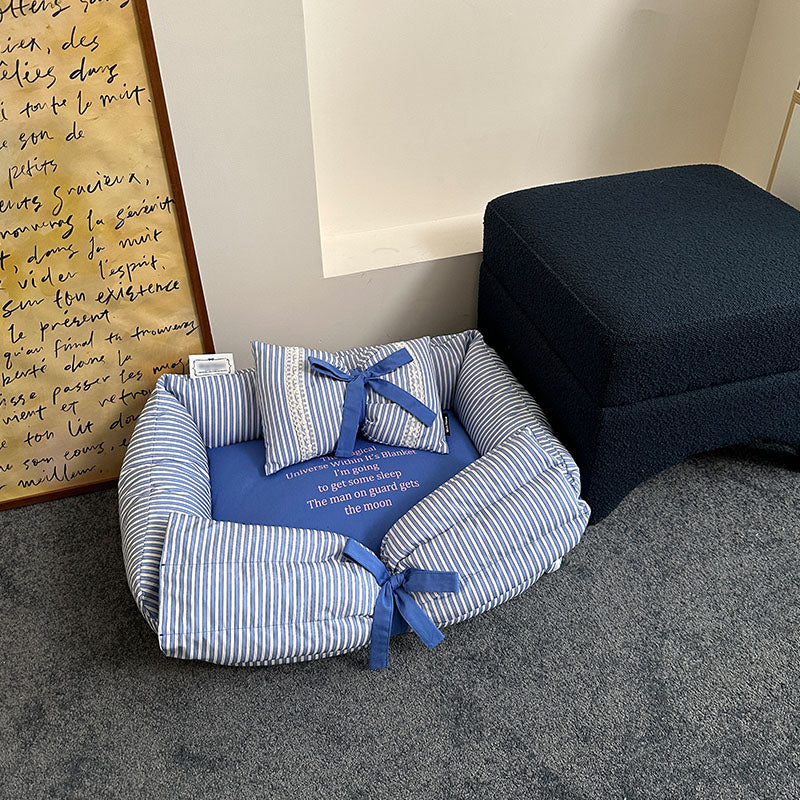 Cotton Pet Bed with Bow