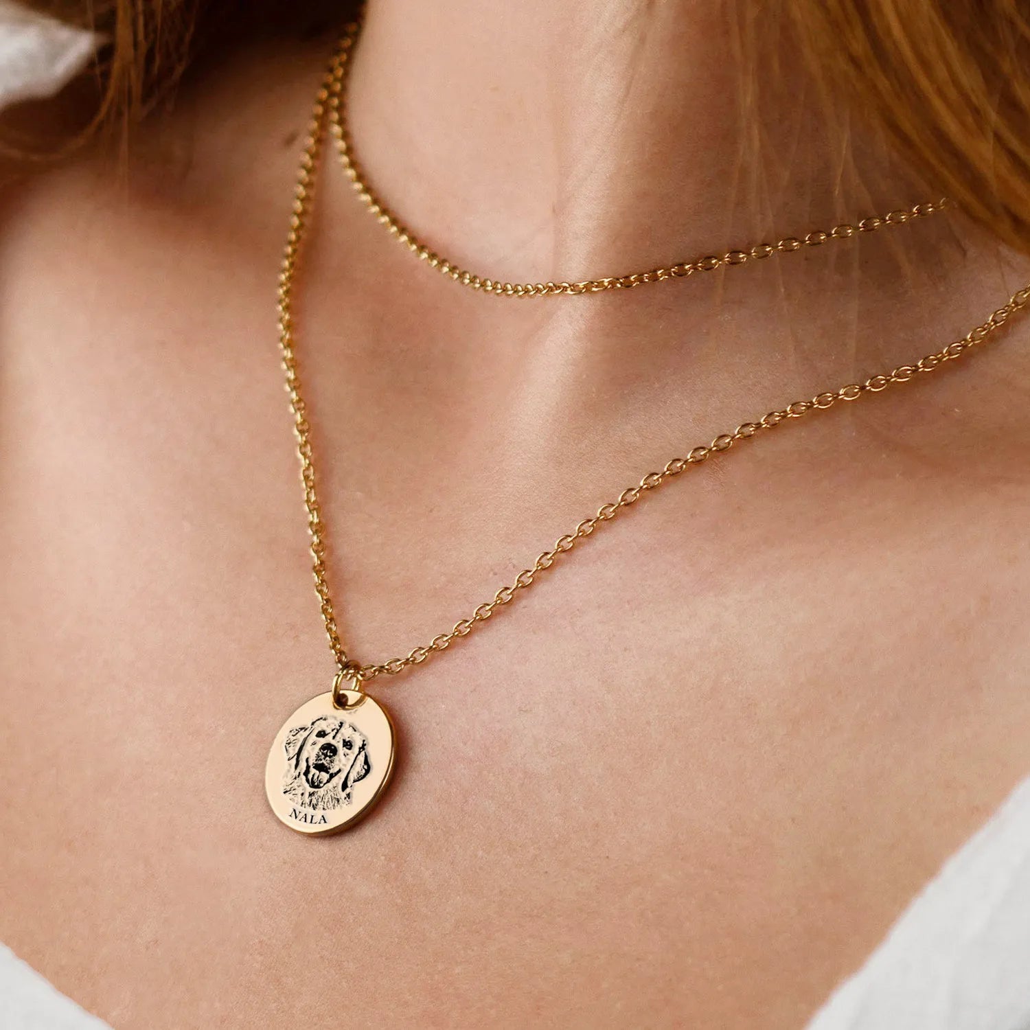 Pet Face Necklace with Shallow Engraving
