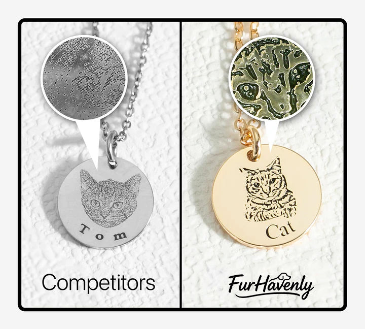 Pet Face Necklace with Shallow Engraving