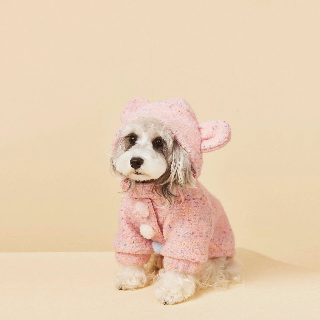 Hooded Wool Dog Coat