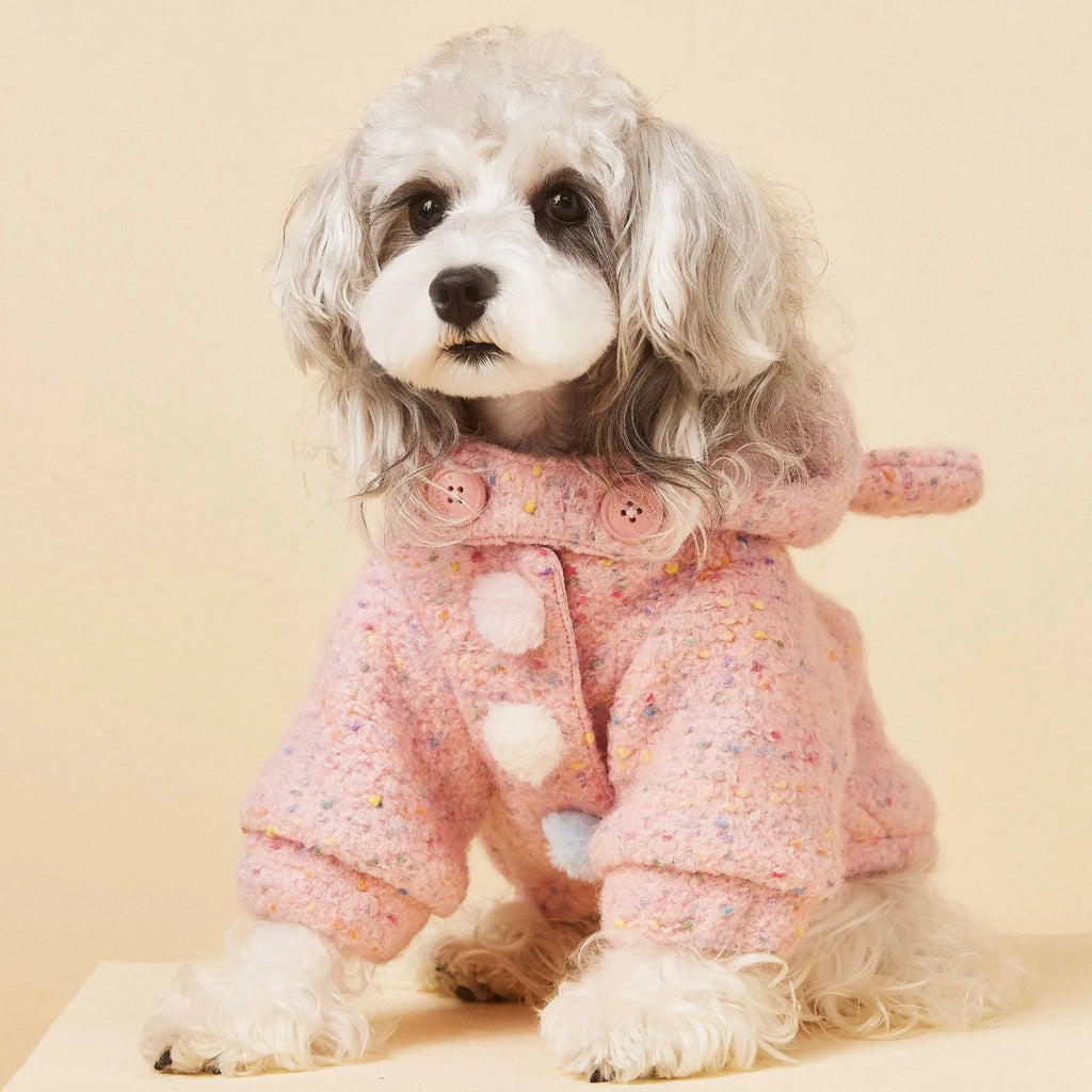 Hooded Wool Dog Coat