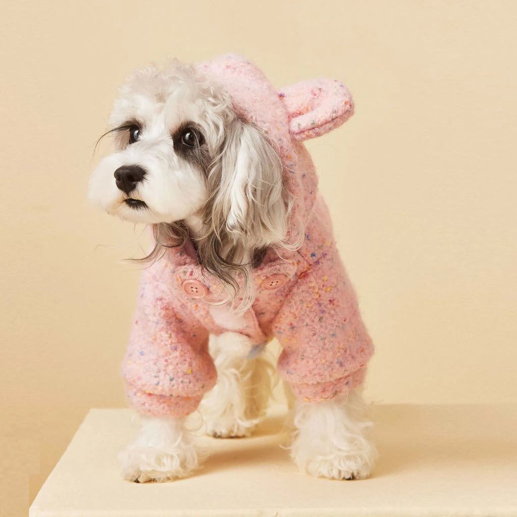 Hooded Wool Dog Coat