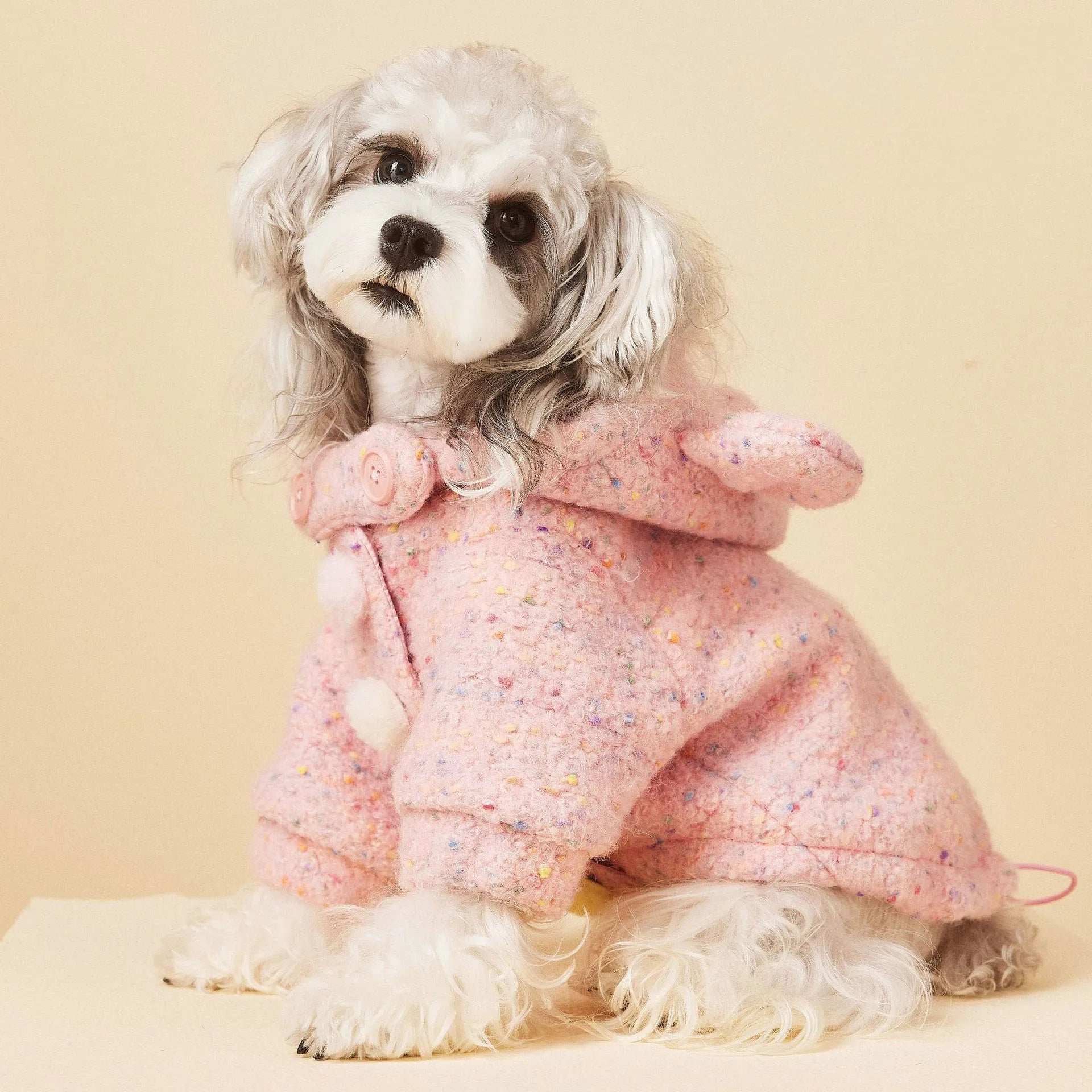Hooded Wool Dog Coat