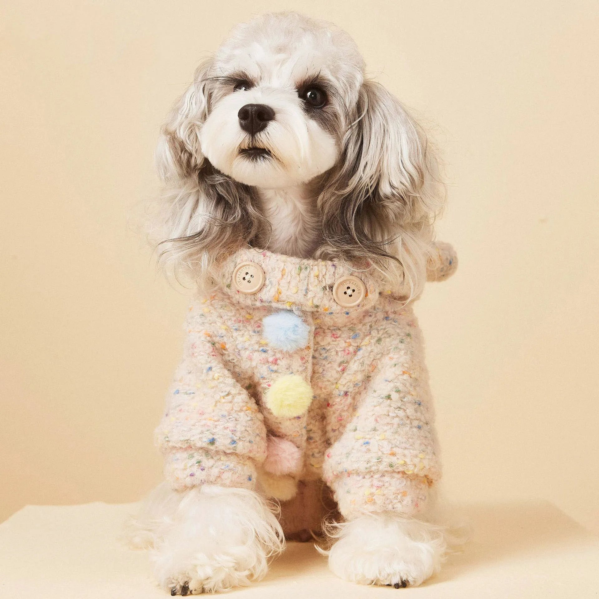 Hooded Wool Dog Coat