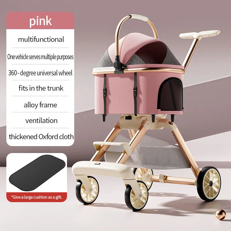 Multifunctional Pet Stroller with Detachable Carrier