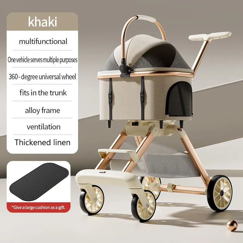 Multifunctional Pet Stroller with Detachable Carrier