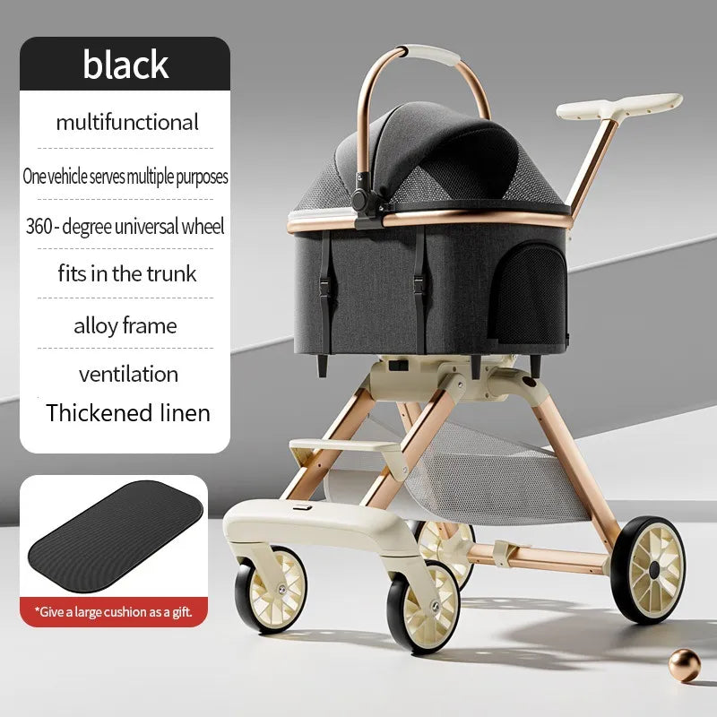 Multifunctional Pet Stroller with Detachable Carrier