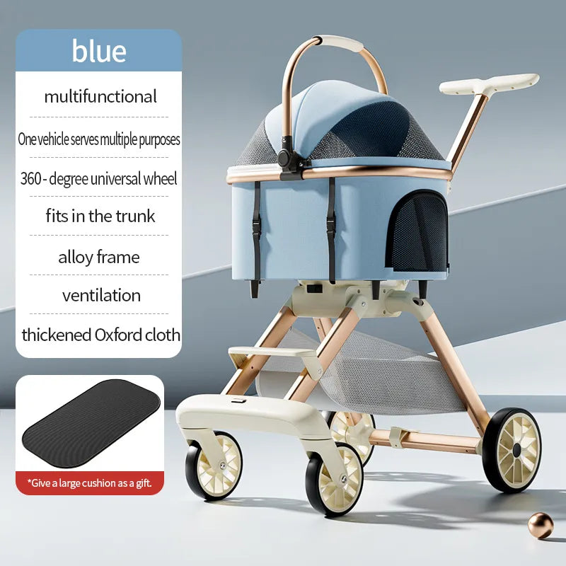 Multifunctional Pet Stroller with Detachable Carrier