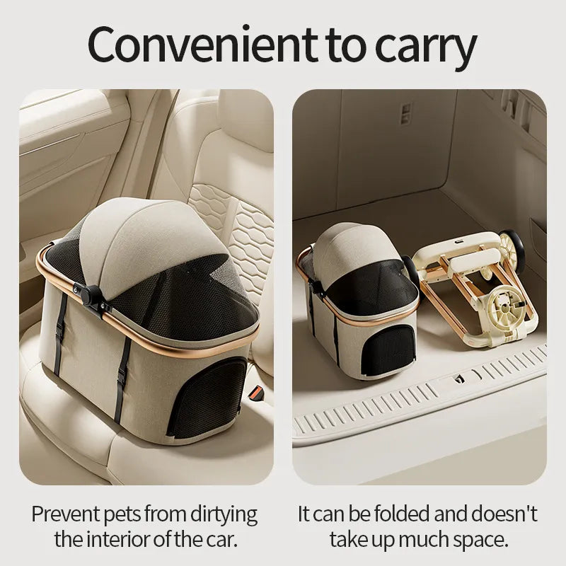 Multifunctional Pet Stroller with Detachable Carrier