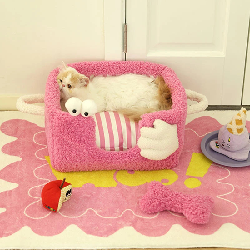 Cozy Safe Nest Striped Pet Bed