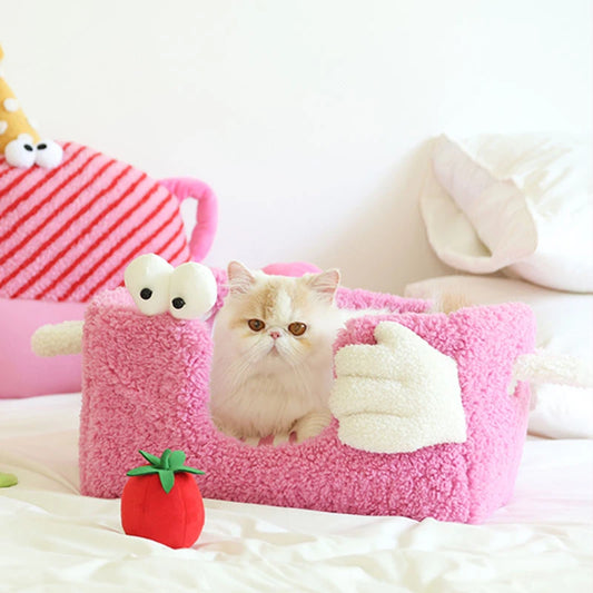 Cozy Safe Nest Striped Pet Bed