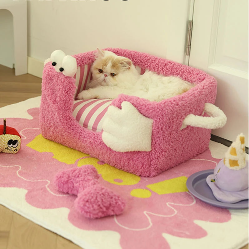 Cozy Safe Nest Striped Pet Bed