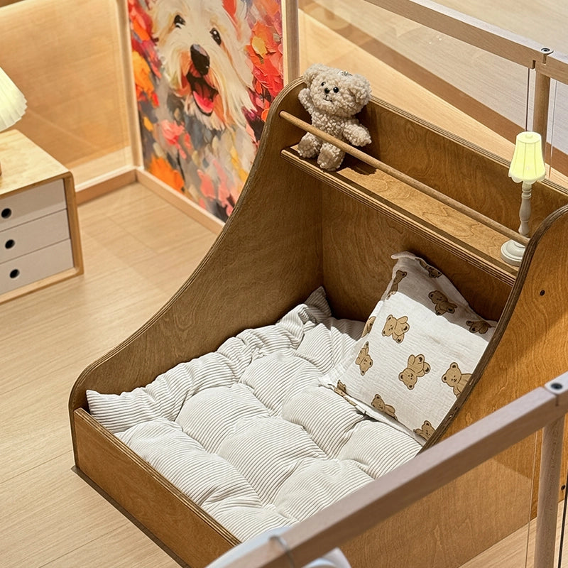 Lit surélevé vintage en bois massif pour chien