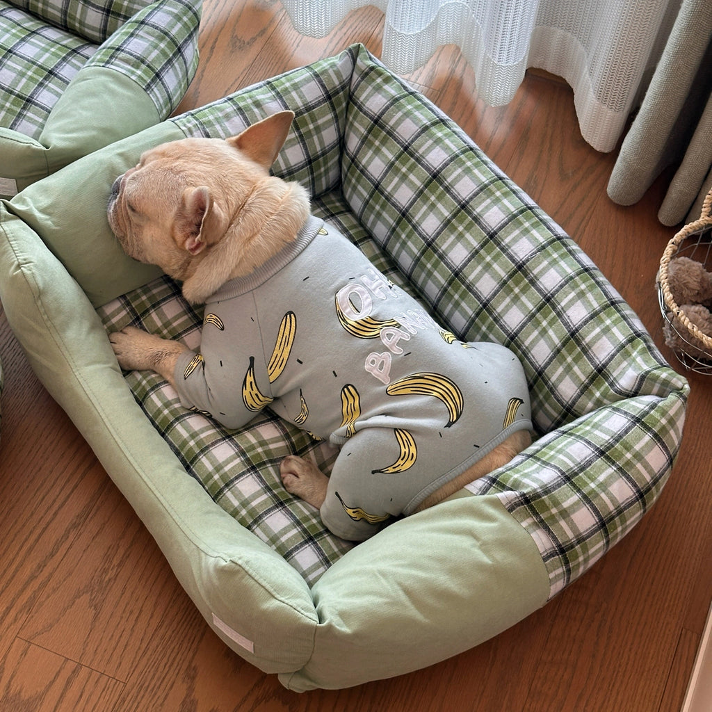 Washable Plaid Pet Bed