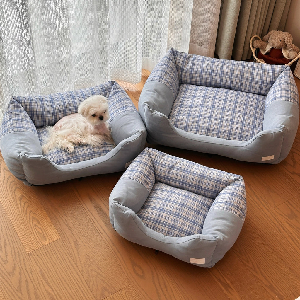 Washable Plaid Pet Bed