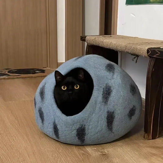 Handcrafted Wool Felt Cat Cave Bed