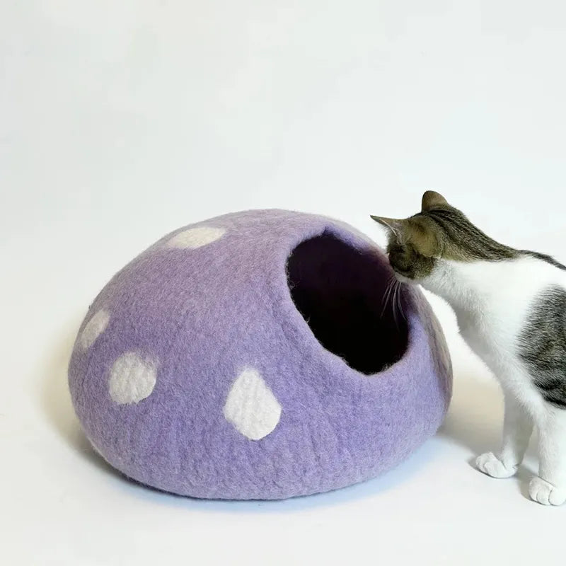 Handcrafted Wool Felt Cat Cave Bed
